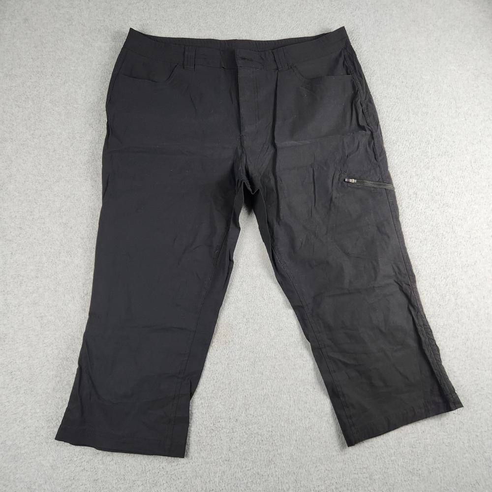 Eddie Bauer Capri Pants Women 16 Black High Rise Hiking Stretch Utility Outdoor